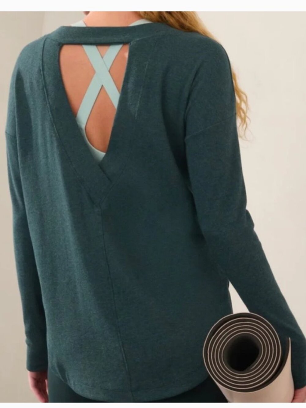 ATHLETA Presence Sweatshirt Open Back Evergreen M Medium